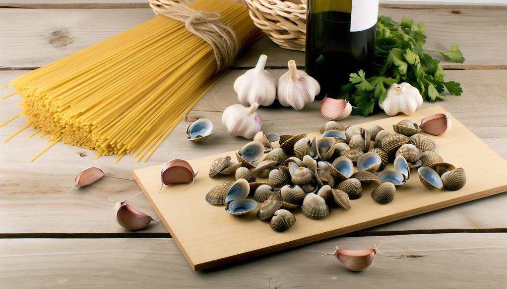 preparation of clam spaghetti